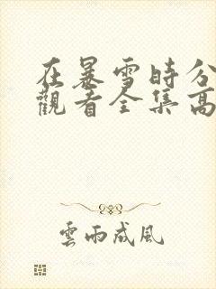 在暴雪时分免费观看全集高清20封面