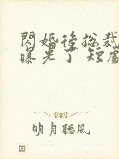 闪婚后总裁身份曝光了 短剧封面