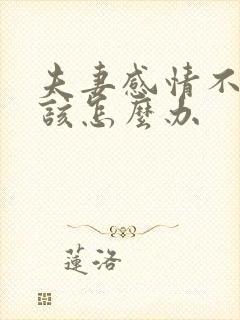 夫妻感情不好 该怎么办