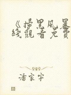 《扫黑风暴》在线观看免费