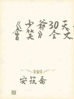 《少爷30天后会笑》全文免费阅读在线