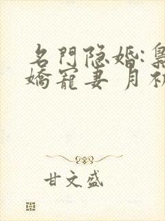 名门隐婚:枭爷娇宠妻 月初姣姣