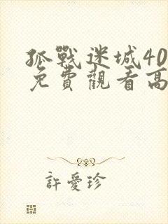 孤战迷城40集免费观看高清版最新