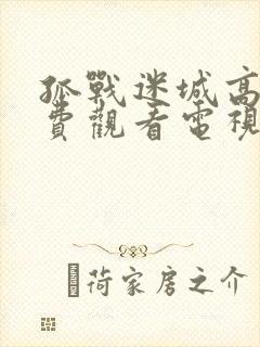 孤战迷城高清免费观看电视剧封面