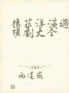 杨菲洋演过的电视剧大全