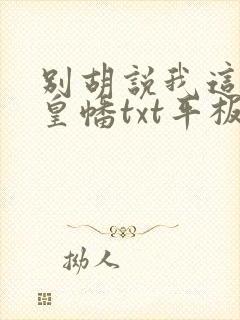 别胡说我这是人皇幡txt平板