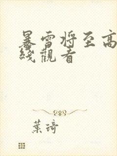 暴雪将至高清在线观看