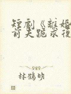 短剧《离婚当天前夫跪求复婚》