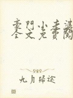 豪门小老婆小说全文免费阅读林梦