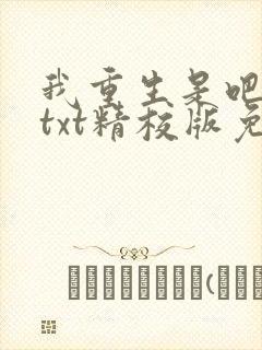 我重生是吧程逐txt精校版免费