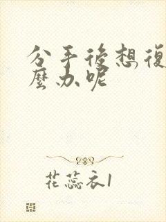 分手后想复合怎么办呢