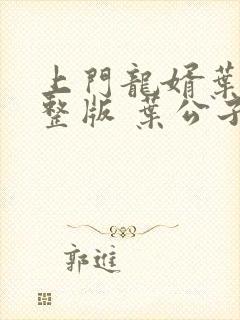 上门龙婿叶辰完整版 叶公子