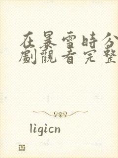 在暴雪时分电视剧观看完整版