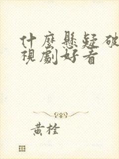 什么悬疑破案电视剧好看