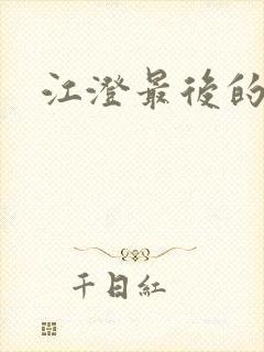 江澄最后的结局封面