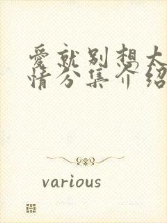 爱就别想太多剧情分集介绍