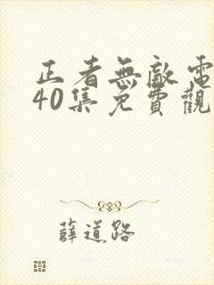 正者无敌电视剧40集免费观看封面