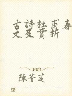 古诗杜甫春望译文及赏析