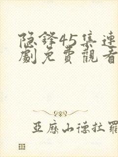 隐锋45集连续剧免费观看