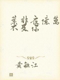 叶非夜亿万星辰不及你封面