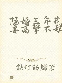隐婚三年我让前妻高攀不起演员表
