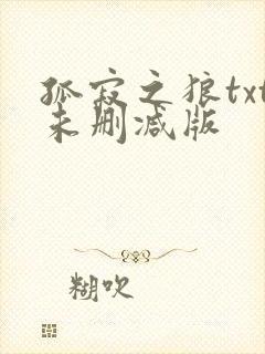 孤寂之狼txt未删减版