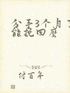 分手3个月了还能挽回么封面