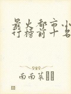 最火都市小说排行榜前十名已完结