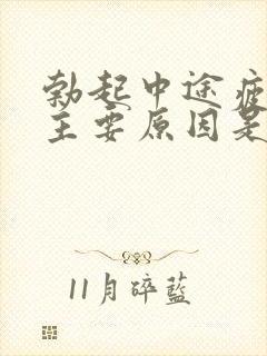 勃起中途疲软的主要原因是