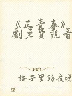 《正青春》电视剧免费观看全集完整