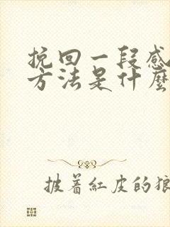 挽回一段感情的方法是什么