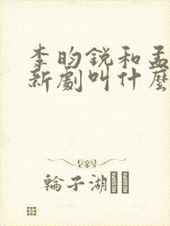 李昀锐和孟子义新剧叫什么