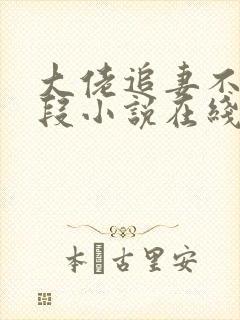 大佬追妻不择手段小说在线收听