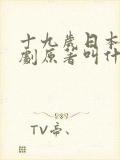 十九岁日本电视剧原著叫什么