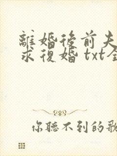 离婚后前夫哭着求复婚 txt全本