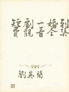 短剧一婚到底免费观看全集高清封面