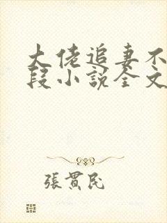 大佬追妻不择手段小说全文阅读