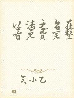 以法之名在线观看免费完整版电视剧封面