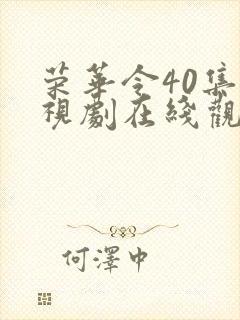 荣华令40集电视剧在线观看