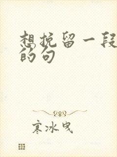 想挽留一段感情的句