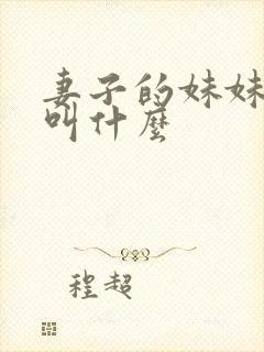 妻子的妹妹应该叫什么