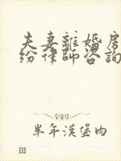 夫妻离婚房产纠纷律师咨询