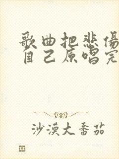 歌曲把悲伤留给自己原唱完整版封面