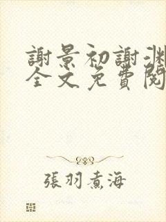 谢景初谢渊小说全文免费阅读封面