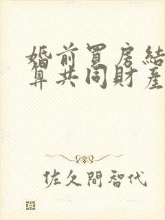 婚前买房结婚后算共同财产嘛