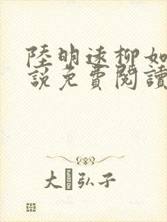 陆明远柳如烟小说免费阅读最新章节