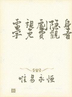 电视剧隐身的名字免费观看全集播放