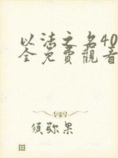 以法之名40集全免费观看下载封面