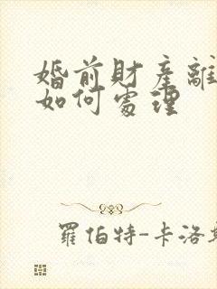 婚前财产离婚后如何处理