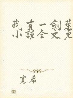 我有一剑叶观 小说全文免费阅读封面